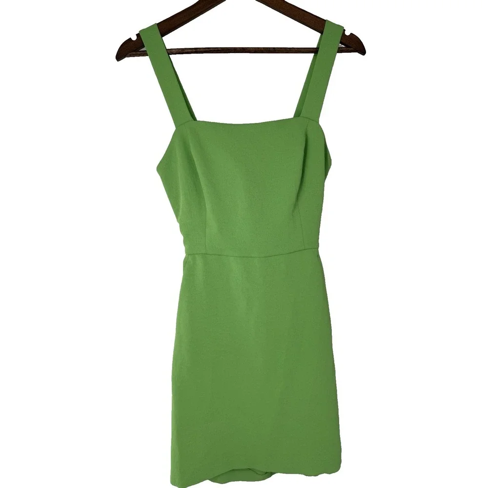 Wilfred Dress Womens 4 Green Mini Aritzia Tie Keyhole Back Cut Out Square‎ Neck